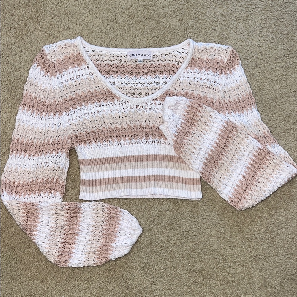 Wild & Wind crochet Crop Top - Cream white and Tan